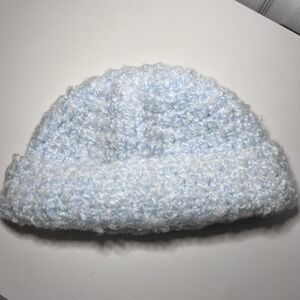 Handmade Light Blue Boucie Fuzzy Cloud Knit Beanie‎
